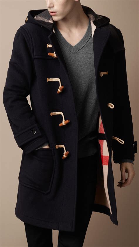 burberry hooded wool duffle coat|Burberry duffle coat men.